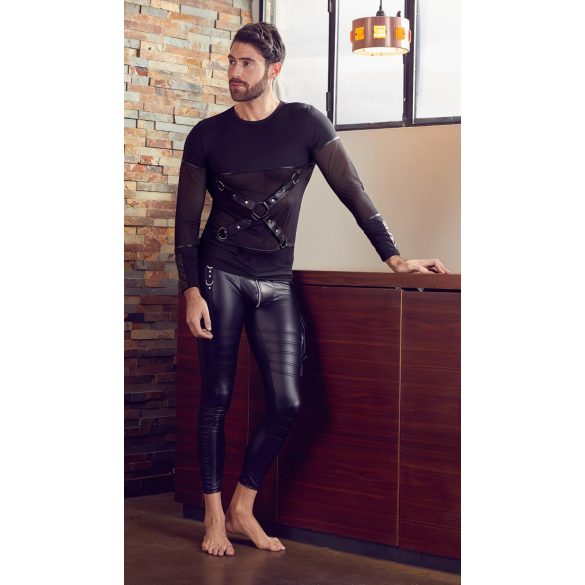 NEK - Dlouhý rukáv s křížovými páskami pro muže (černá) - XL