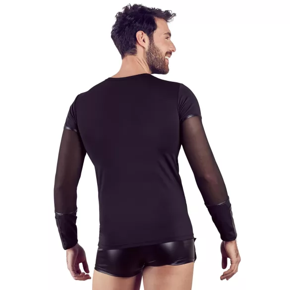 NEK - Dlouhý rukáv s křížovými páskami pro muže (černá) - XL