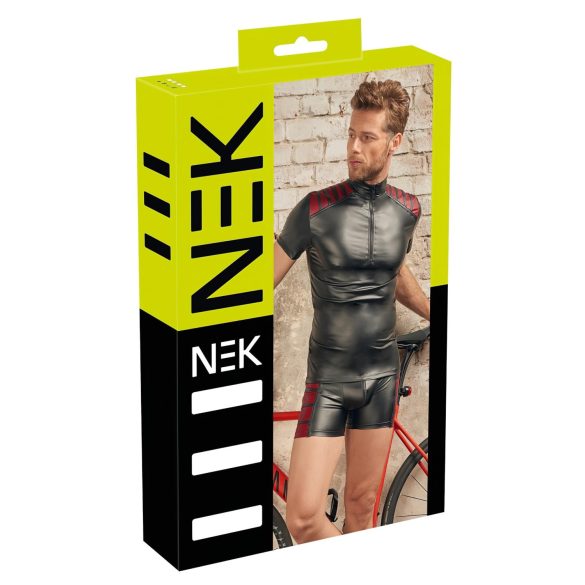 NEK - pánská bunda se zipem, červené detaily (černá)