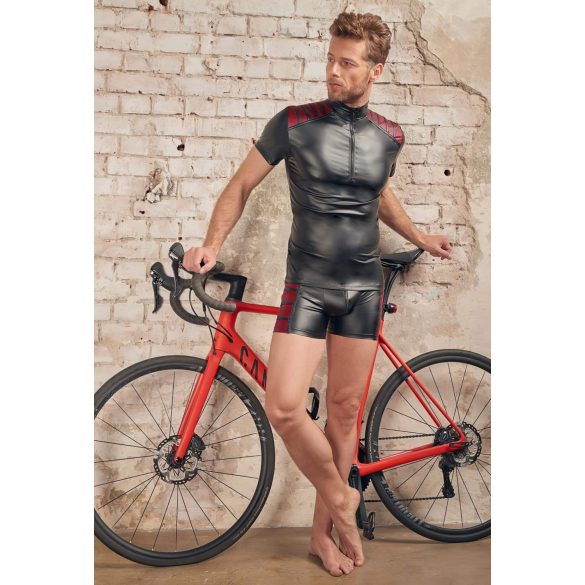 NEK - pánská bunda na zip s červenými vložkami - černá - XL