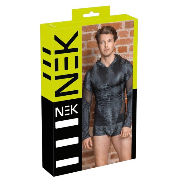 NEK - pánská mikina s hadím vzorem a kapucí (černá) - M