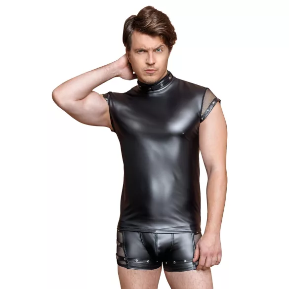NEK - pánovaný, síťový vložený pánský top (černý)