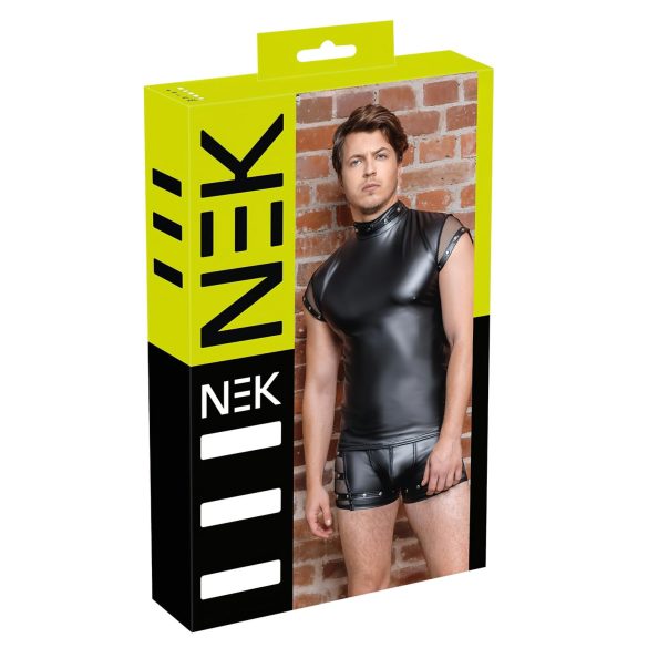 NEK - pánský top s nýty a síťovanými vsadkami (černý) - M