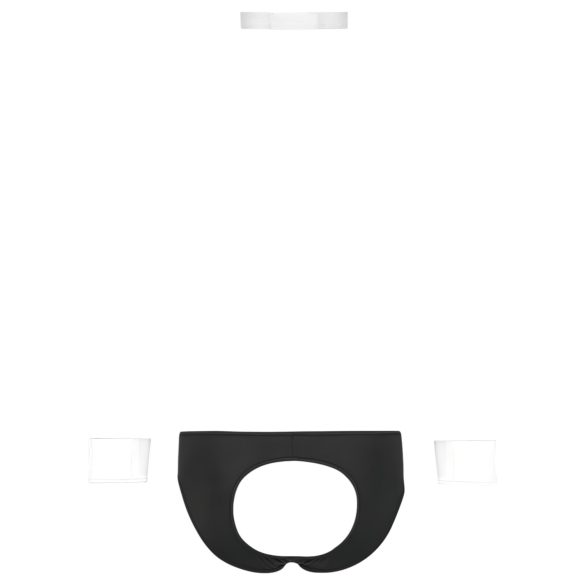 Svenjoyment - pánské tanga kostým číšník - černobílá sada