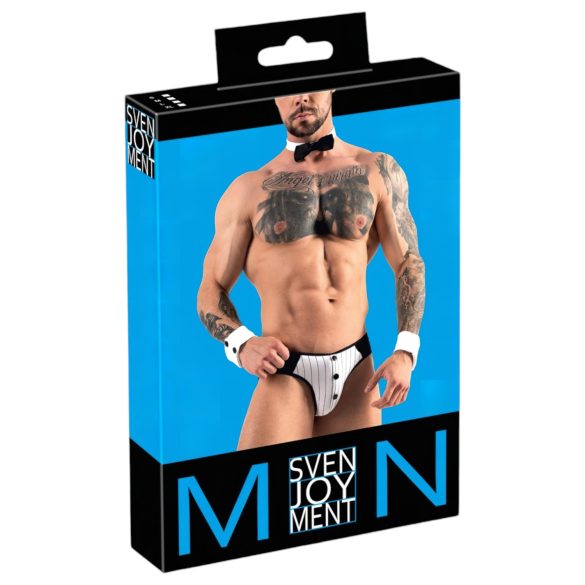 Svenjoyment - Pánský číšnický tanga kostým set (černobílý) - M