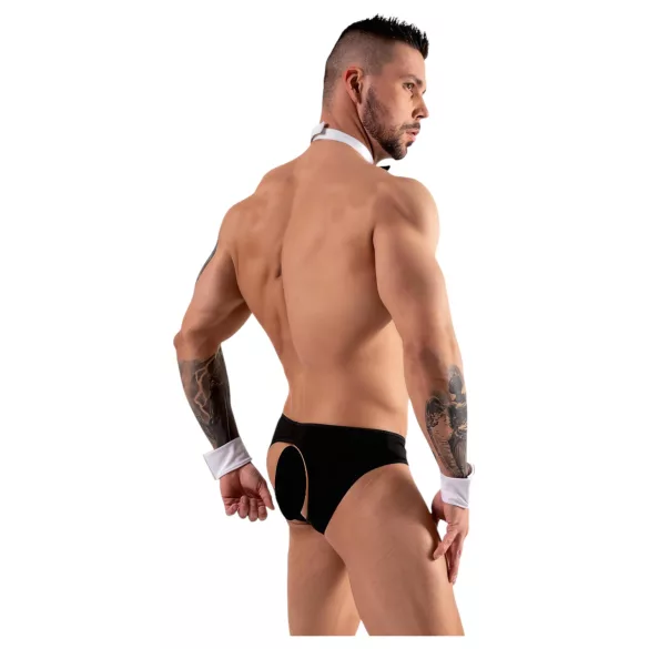 Svenjoyment - pánské tanga kostým číšník - černobílá sada - L