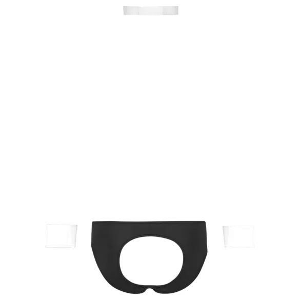 Svenjoyment - pánské tanga kostým číšník - černobílá sada - XL