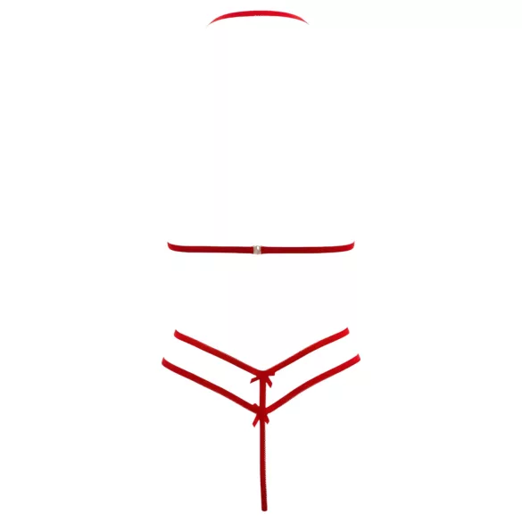 Cottelli - otevřená krajková podprsenka set - červená - L