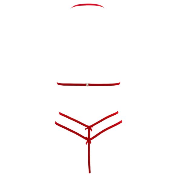 Cottelli - otevřená krajková podprsenka set - červená - XL