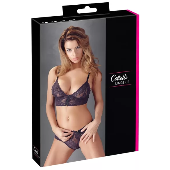 Cottelli - krajková podprsenka set s květinovým vzorem - fialová - L