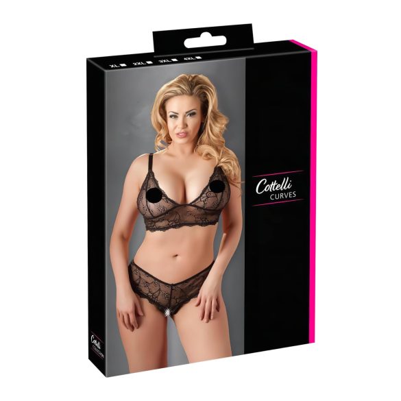 Cottelli Plus Size - krajková podprsenka set - černá - XXXXL