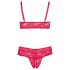 Cottelli Plus Size - měkká krajková souprava podprsenky (červená)
