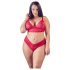 Cottelli Plus Size - měkká krajková souprava podprsenky (červená) - 2XL