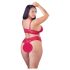 Cottelli Plus Size - měkká krajková souprava podprsenky (červená) - 2XL