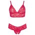 Cottelli Plus Size - měkká krajková souprava podprsenky (červená) - 3XL