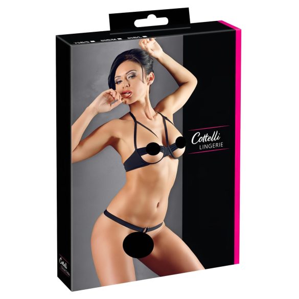 Cottelli - Kovové kruhy podprsenka set (černý) - 85B/L