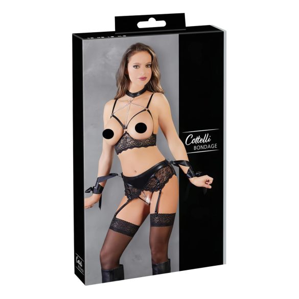 Cottelli Bondage - krajková sada prádla (5 dílů) - M