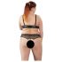 Cottelli Plus Size - perlový podprsenkový set (černý) - 3XL