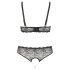 Cottelli Plus Size - perlový podprsenkový set (černý) - 3XL