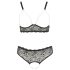 Cottelli Plus Size - perlový podprsenkový set (černý) - 3XL
