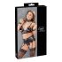 Cottelli Bondage - krajkové lesklé spodní prádlo (4 dílný set) - XL