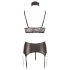 Cottelli Bondage - krajkové lesklé spodní prádlo (4 dílný set) - XL