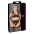 Cottelli Plus Size - krajková souprava s kamínky (černá)