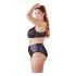 Cottelli Plus Size - křížově páskovaná podprsenka a kalhotky (černé) - 85E/L