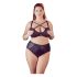 Cottelli Plus Size - křížově páskovaná podprsenka a kalhotky (černé) - 85E/L