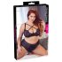 Cottelli Plus Size - křížově páskovaná podprsenka a kalhotky (černé) - 85E/L