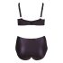 Cottelli Plus Size - křížově páskovaná podprsenka a kalhotky (černé) - 85E/L