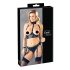 Cottelli Bondage - lesklý košíček s pouty (černý) - XL