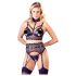 Cottelli Bondage - krajkový set prádla s pouty (černý) - XL
