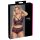 Cottelli Plus Size - květovaný set podprsenky (černý-fialový)
