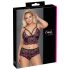Cottelli Plus Size - květovaný set podprsenky (černý-fialový) - 3XL/4XL