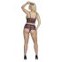Cottelli Plus Size - květovaný set podprsenky (černý-fialový) - 3XL/4XL