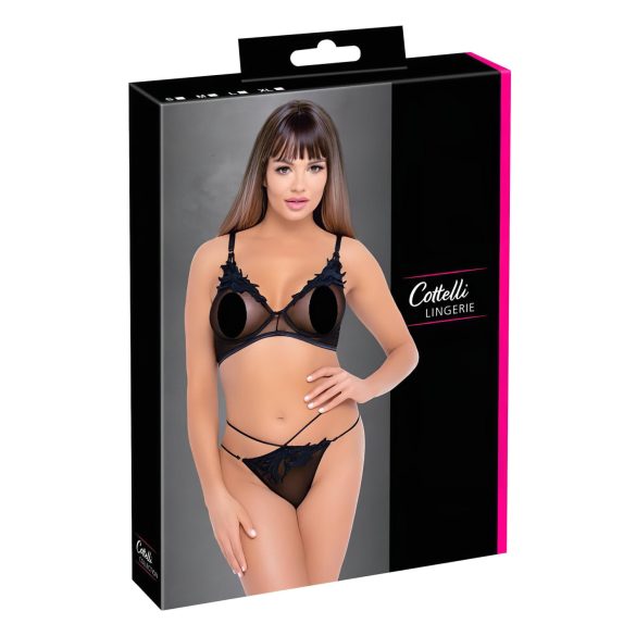 Cottelli - průhledný krajkový set podprsenky (černý)