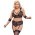 Cottelli Bondage Plus Size - krajková podprsenka sada (černá) - 4XL
