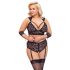Cottelli Bondage Plus Size - krajková podprsenka sada (černá) - 4XL