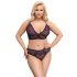 Cottelli Plus Size - průhledná souprava podprsenky s potiskem (fialová) - 2XL