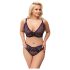 Cottelli Plus Size - průhledná souprava podprsenky s potiskem (fialová) - 2XL