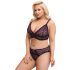 Cottelli Plus Size - průhledná souprava podprsenky s potiskem (fialová) - 2XL