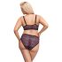 Cottelli Plus Size - průhledná souprava podprsenky s potiskem (fialová) - 2XL