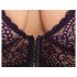 Cottelli Plus Size - průhledná souprava podprsenky s potiskem (fialová) - 2XL