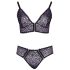 Cottelli Plus Size - průhledná souprava podprsenky s potiskem (fialová) - 2XL