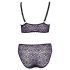 Cottelli Plus Size - průhledná souprava podprsenky s potiskem (fialová) - 2XL