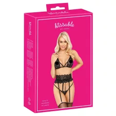 Kissable - Set s páskovou podprsenkou (černá)