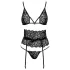 Kissable - Set s páskovou podprsenkou (černá) - L/XL