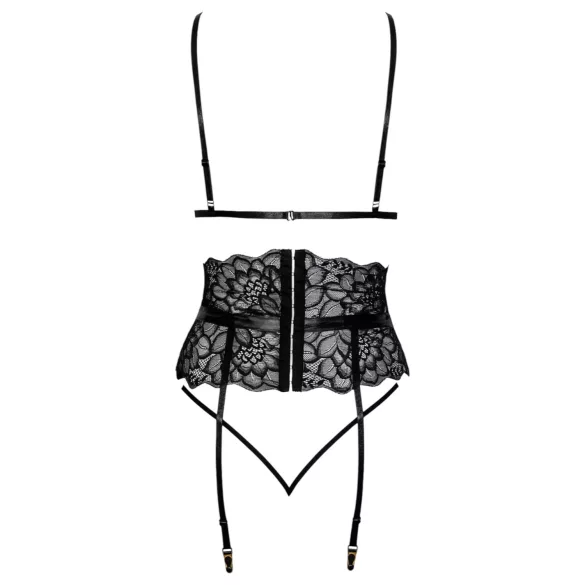 Kissable - Set s páskovou podprsenkou (černá) - L/XL