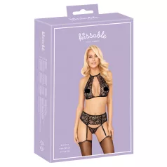 Polibek - krajkový souprava s límečkem (černá) - L/XL